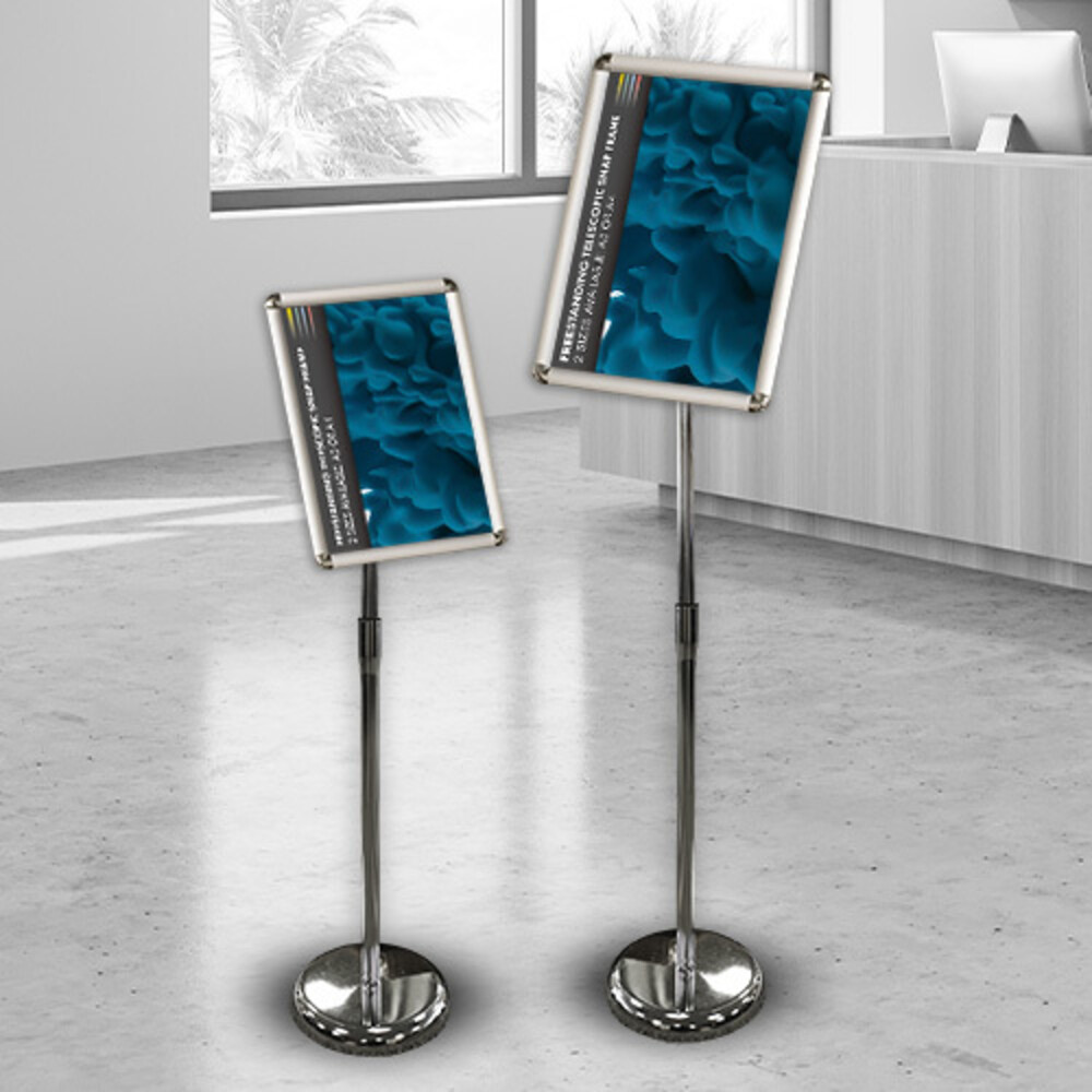 PORTA GRAFICA MARCO CLIP ALUMINIO CON PEDESTAL AJUSTABLE FORMATO A3 (29.7*42 CMS) (C10)
